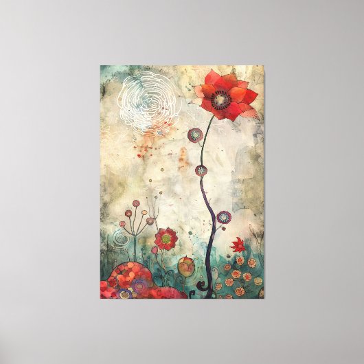 Abstract Red Poppy Wall Art Home and Office Print  (Voorkant)