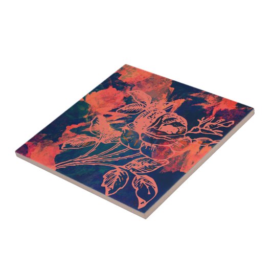 Abstract Red Rose Art Tegeltje (Zijkant)