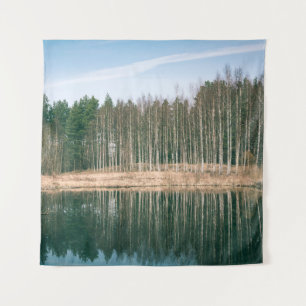 Abstract reflecties of beautiful trees in the lak wandkleed