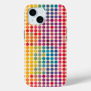Abstract regenboog dotpatroon iPhone 15 case