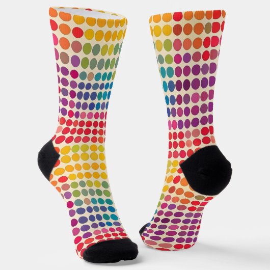 Abstract regenboog dotpatroon sokken (Gebogen)