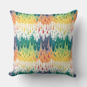 Abstract Regenboog Drip Kleurrijk Vloeibaar Patroo Kussen