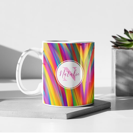 Abstract Regenboog Gradiënt Monogram Naam Koffiemok