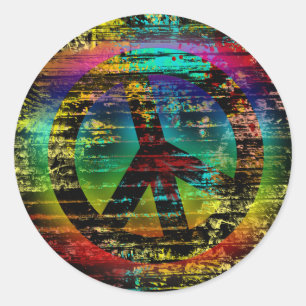 Abstract Regenboog Grunge Vredesteken Stickers