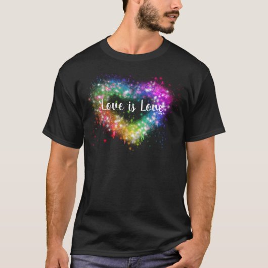 Abstract regenboog hartvormig ontwerp t-shirt (Voorkant)
