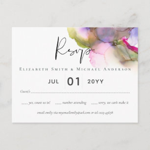Abstract Regenboog Paarse Bruiloft Briefkaart