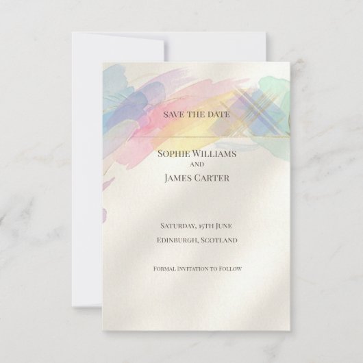 Abstract Regenboog Save the Date Kaart (Voorkant)