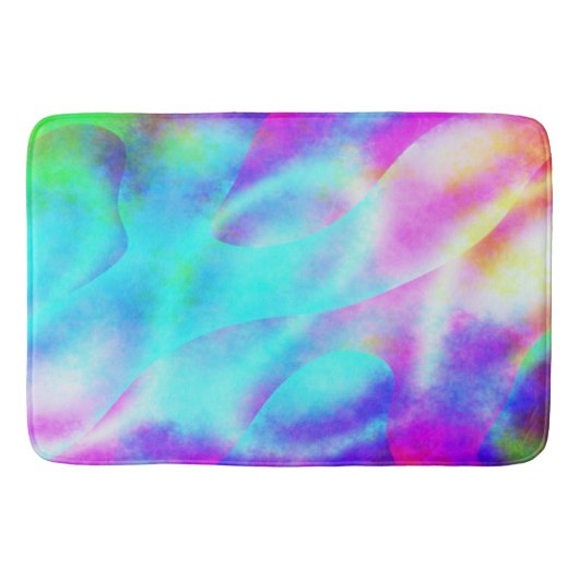 Abstract regenboog stromend streepontwerp badmat (Voorkant)