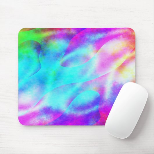 Abstract regenboog stromend streepontwerp muismat (Met muis)