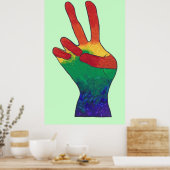Abstract regenboog vredeshand teken aangepaste pos poster (Keuken)