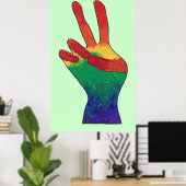 Abstract regenboog vredeshand teken aangepaste pos poster (Thuiskantoor)