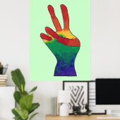 Abstract regenboog vredeshand teken aangepaste pos poster (Thuiskantoor)