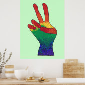 Abstract regenboog vredeshand teken aangepaste pos poster (Keuken)