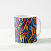 Abstract regenboog zebrapatroon koffiemok (Voorkant rechts)