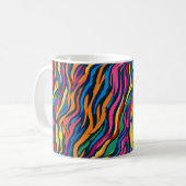 Abstract regenboog zebrapatroon koffiemok (Voorkant links)