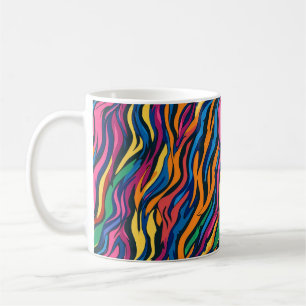 Abstract regenboog zebrapatroon koffiemok