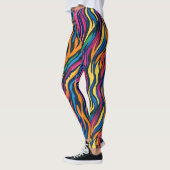 Abstract regenboog zebrapatroon leggings (Links)