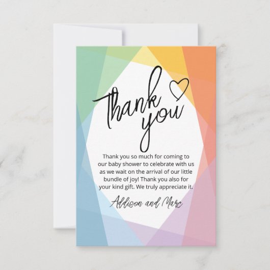 Abstract regenboogBaby shower Bedankkaart (Voorkant)