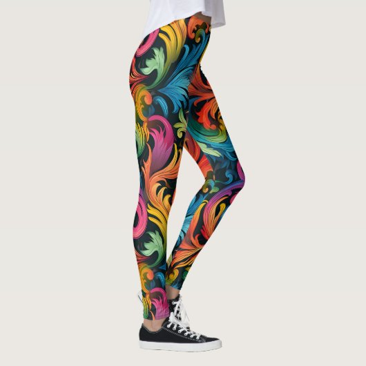 Abstract regenboogbladpatroon leggings (Rechts)