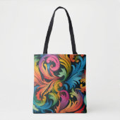 Abstract regenboogbladpatroon tote bag (Voorkant)