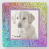 abstract [regenboogFloraal Lijst] Stenen Onderzetter (Voorkant)