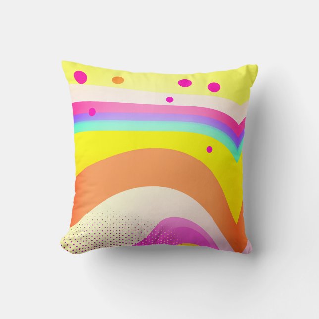 Abstract Regenbooggolfpatroon Kussen (Voorkant)