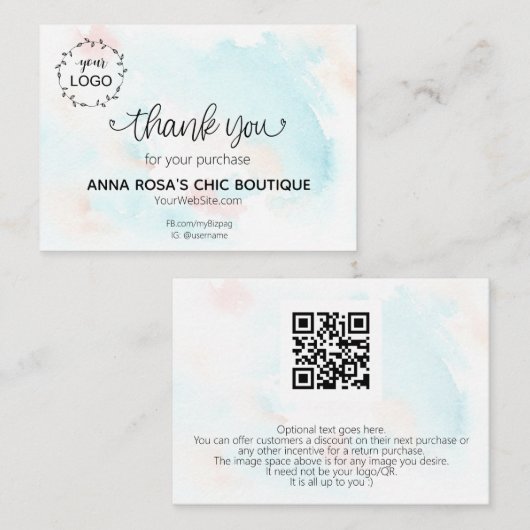 *~*Abstract regenbooghart Dank u voor uw Logo Informatiekaartje (Voorkant / Achterkant)