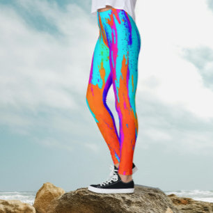 Abstract regenboogkleur penseelstreek verfpatroon leggings