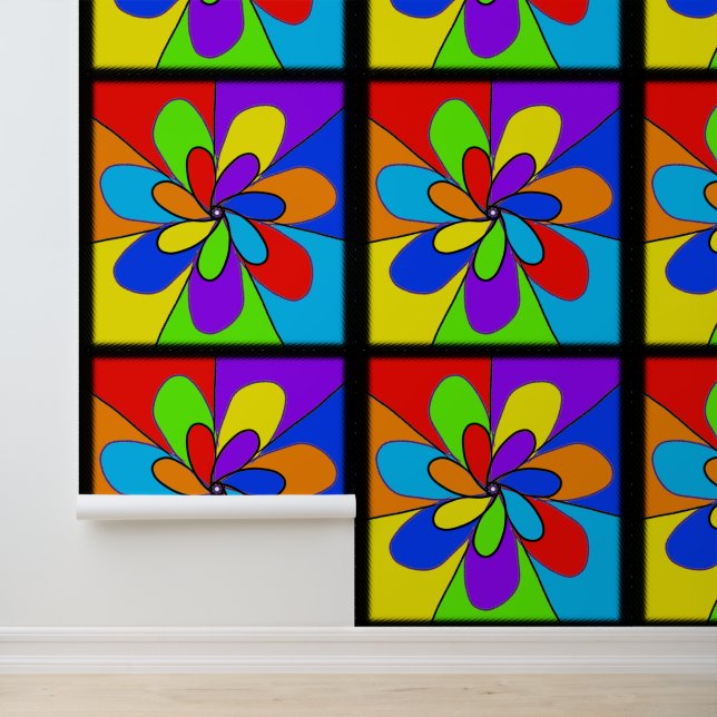 Abstract regenboogkleurig bloemontwerp behang (Applicatie)