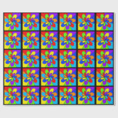 Abstract regenboogkleurig bloemontwerp cadeaupapier (Vlak)