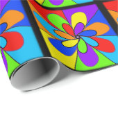Abstract regenboogkleurig bloemontwerp cadeaupapier (Rol Hoek)