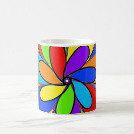 Abstract regenboogkleurig bloemontwerp koffiemok