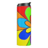 Abstract regenboogkleurig bloemontwerp thermosbeker (Gedraaid links)