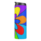 Abstract regenboogkleurig bloemontwerp thermosbeker (Geroteerd rechts)