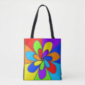 Abstract regenboogkleurig bloemontwerp tote bag (Voorkant)