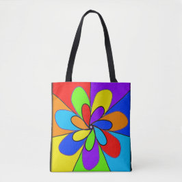 Abstract regenboogkleurig bloemontwerp tote bag