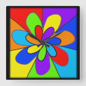 Abstract regenboogkleurig bloemontwerp vierkante klok (Voorkant)