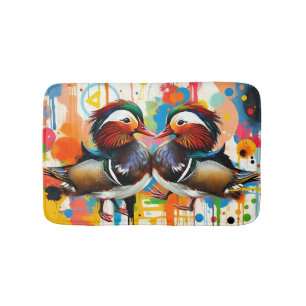 Abstract regenboogkleurig paar mandarijneenden badmat
