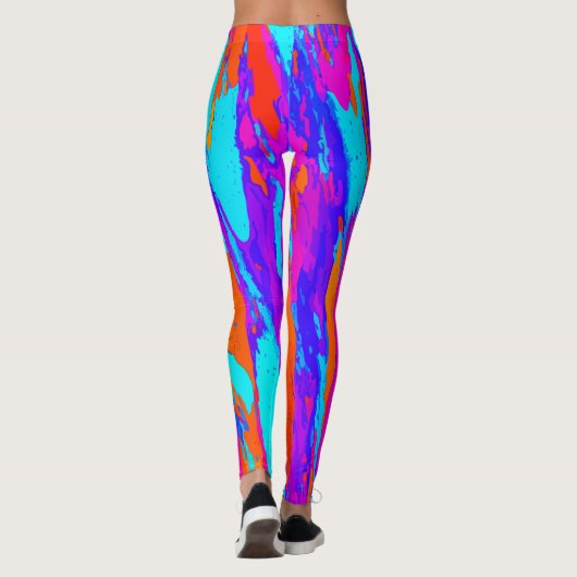Abstract regenboogkleurpenseelstreekverfpatroon leggings (Achterkant)