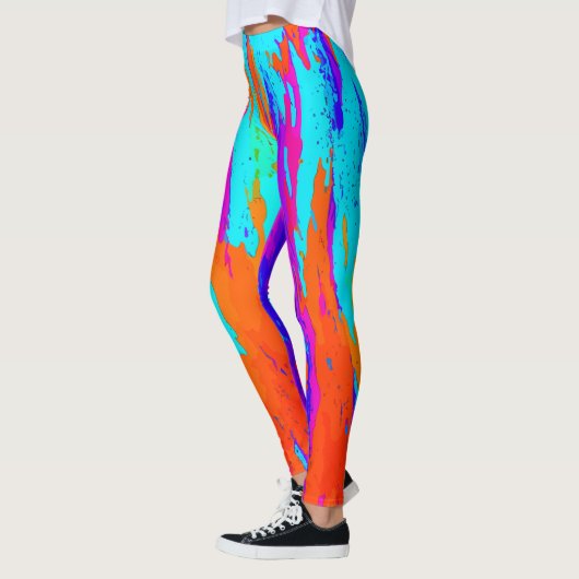 Abstract regenboogkleurpenseelstreekverfpatroon leggings (Links)
