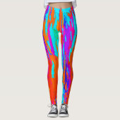 Abstract regenboogkleurpenseelstreekverfpatroon leggings (Voorkant)