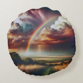 Abstract regenboogkussen 🌈✨ rond kussen (Achterkant)