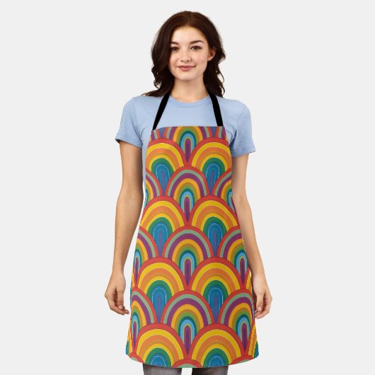 Abstract regenboogpatroon schort (Gedragen)