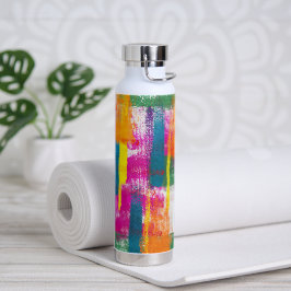 Abstract regenboogverfpatroon waterfles
