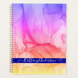 Abstract regenboogvloeistofpatroonjaar planner