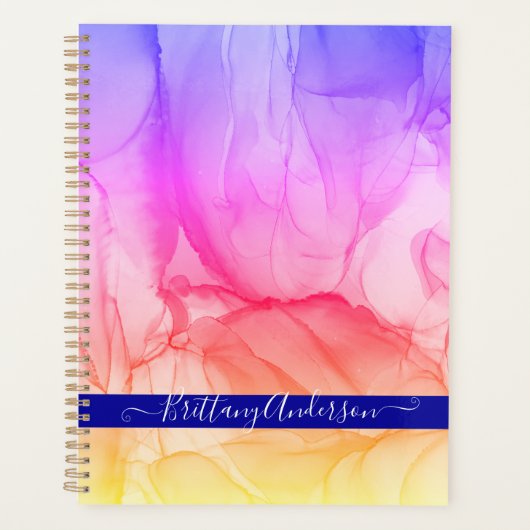 Abstract regenboogvloeistofpatroonjaar planner (Voorkant)