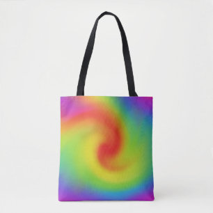 Abstract regenboogwervelwerk tote bag