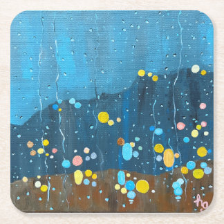 Abstract regenschilderij kartonnen onderzetters