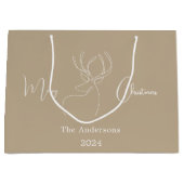 Abstract rendier beige wit moderne kerst groot cadeauzakje (Voorkant)