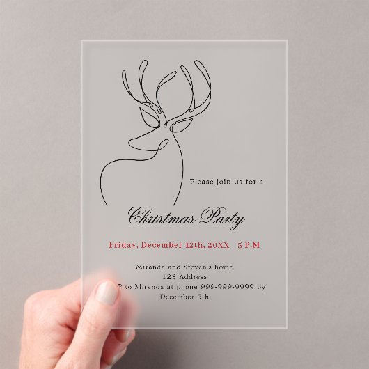 Abstract rendier moderne Frosted Christmas Party Acryl Uitnodigingen (Insitu (Draagbaar))